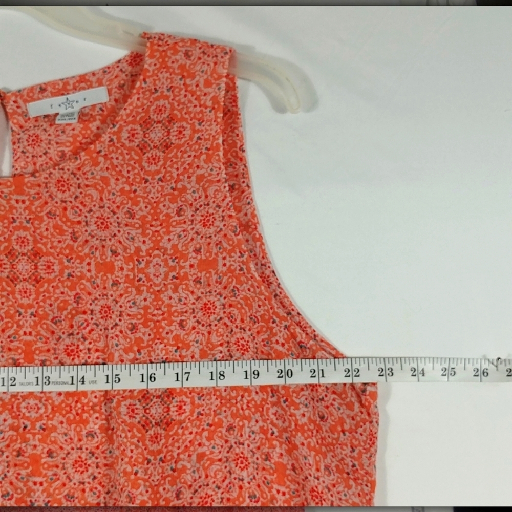 Fever Women's Orange Geometric Art Sleeveless Shark Bite Hem Top Plus Size XXL - Picture 6 of 11